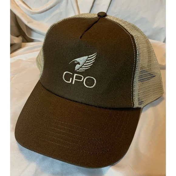 GPO German Precision Optics Shooting SnapBack Trucker Hat Brown w Mesh Cap New! - Picture 1 of 6
